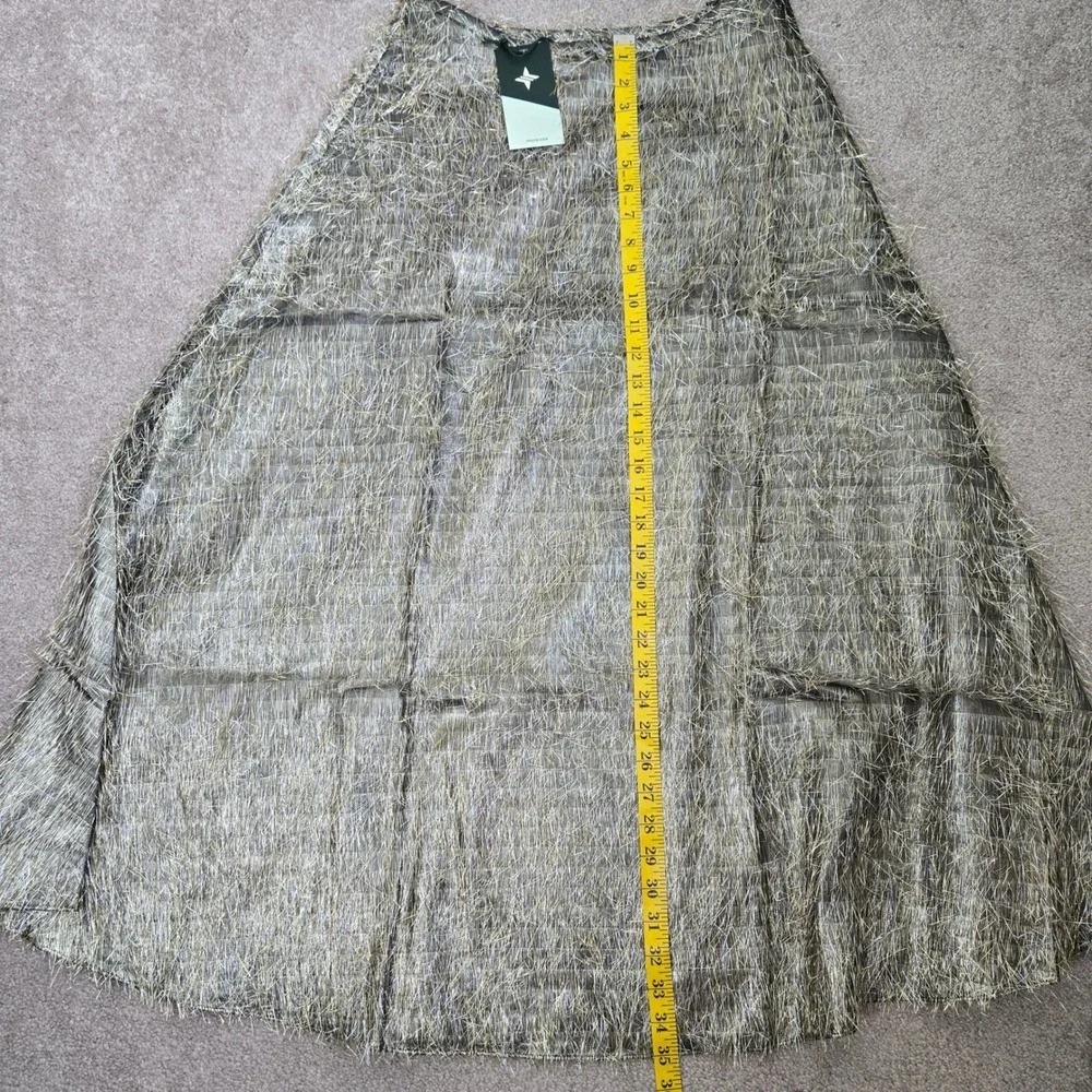Tuckernuck Skirt Women Small Gold Silver NEW Metallic Tinsel Fringe A-Line Midi